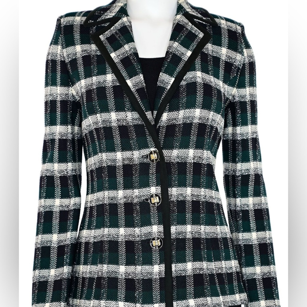 St. John Black,white and green blazer Size 12 immaculate condition